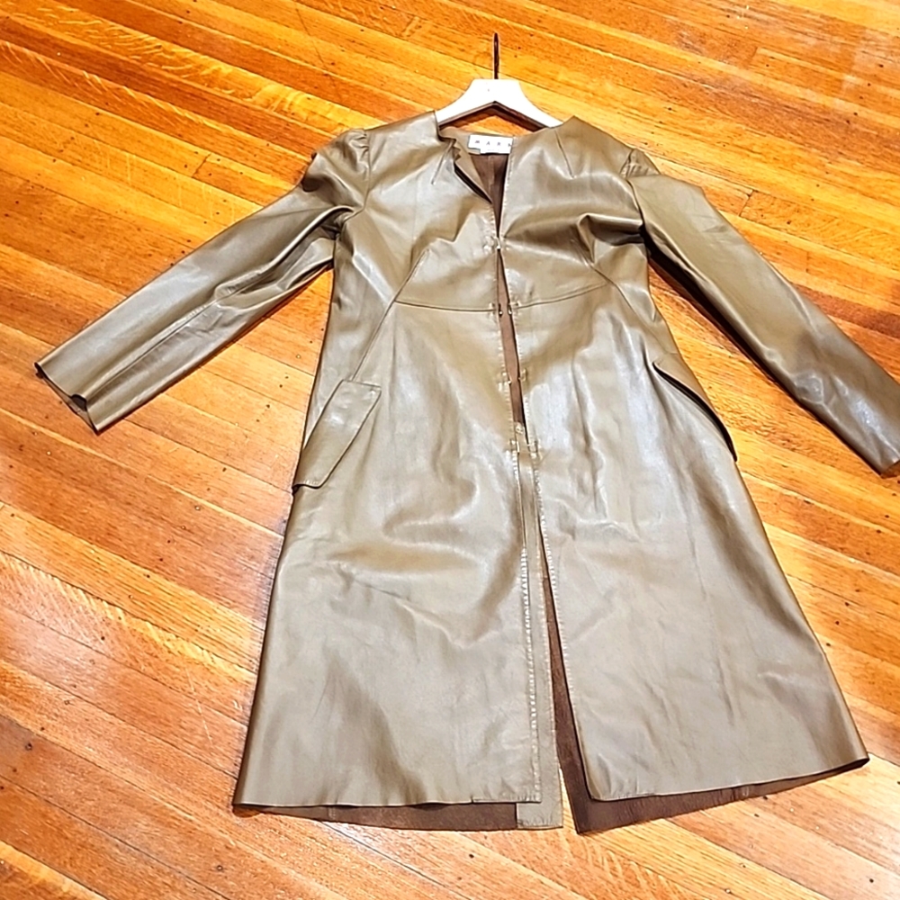 Marni Long leather women coat size 42